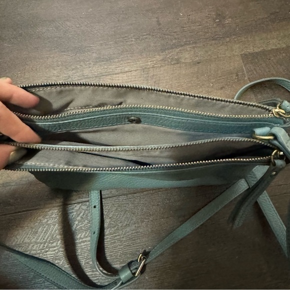 Fossil  seafoam green genuine leather crossbody satchel - Picture 9 of 9